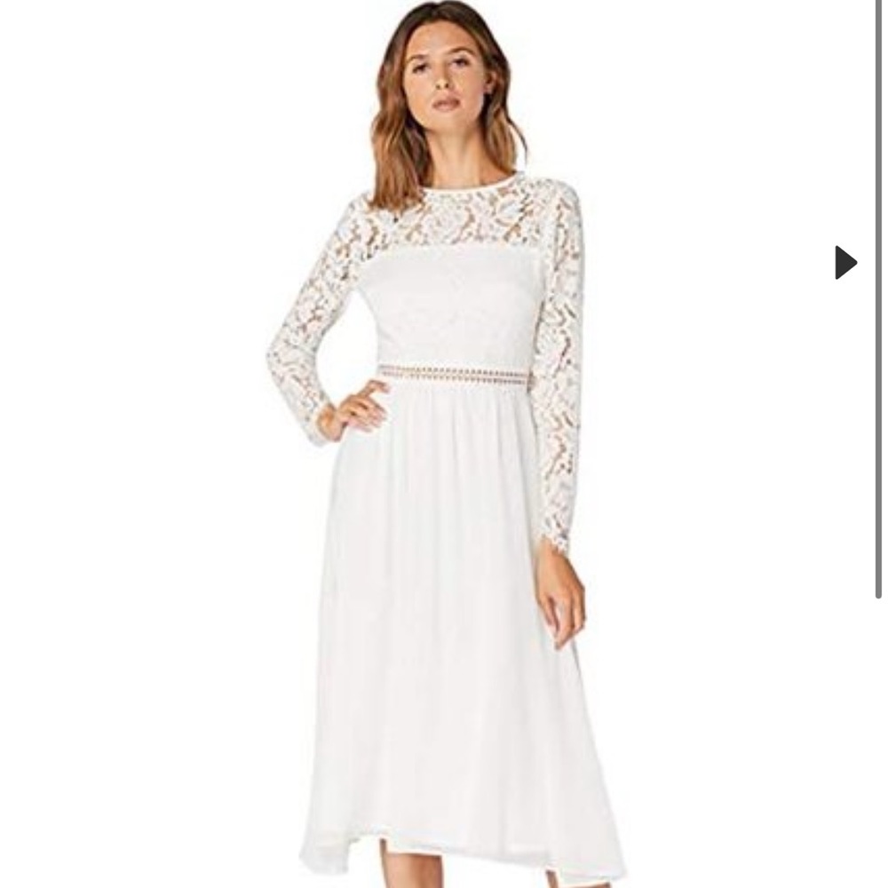NWT Truth and Fable Women’s White Lace Keyhole Back Dress - Size Small